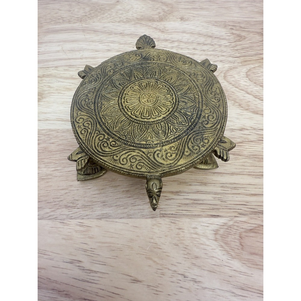 Brass Tortoise Bajath Or Puja Chowki for‎ Idols & Kalash – 6x4.1x1.3 Inch #51